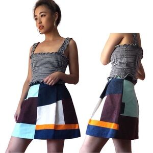 MSGM Flared Miniskirt w/ Color Block patch Pattern Multicolor size EU 38